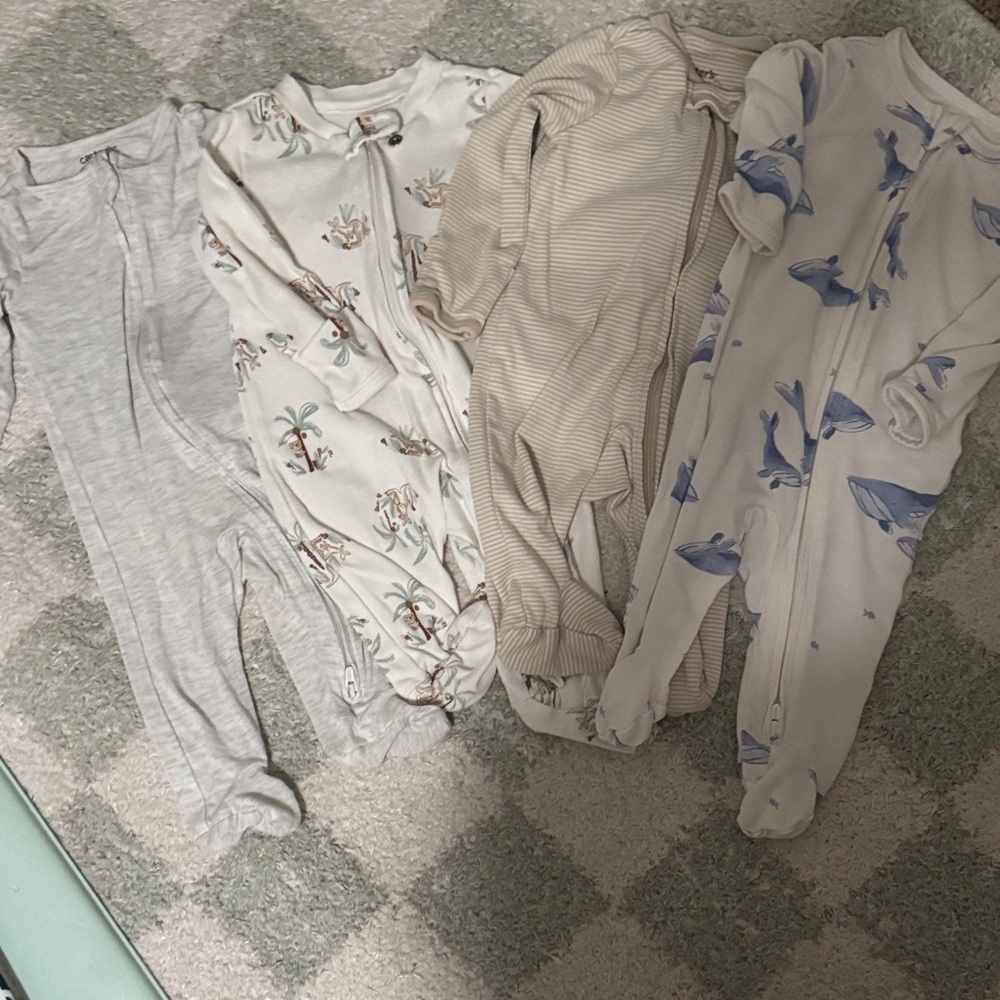 Carters Baby Footies Onesies 3mo 3 months Set of 4